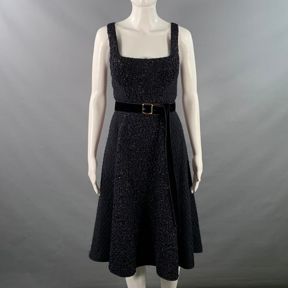 LOUIS VUITTON Size 8 Black Midnight Blue Acetate Blend Sleeveless Cocktail Dress